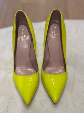Kate Spade Bright/Neon Yellow Patent Pointed-Toe Heels